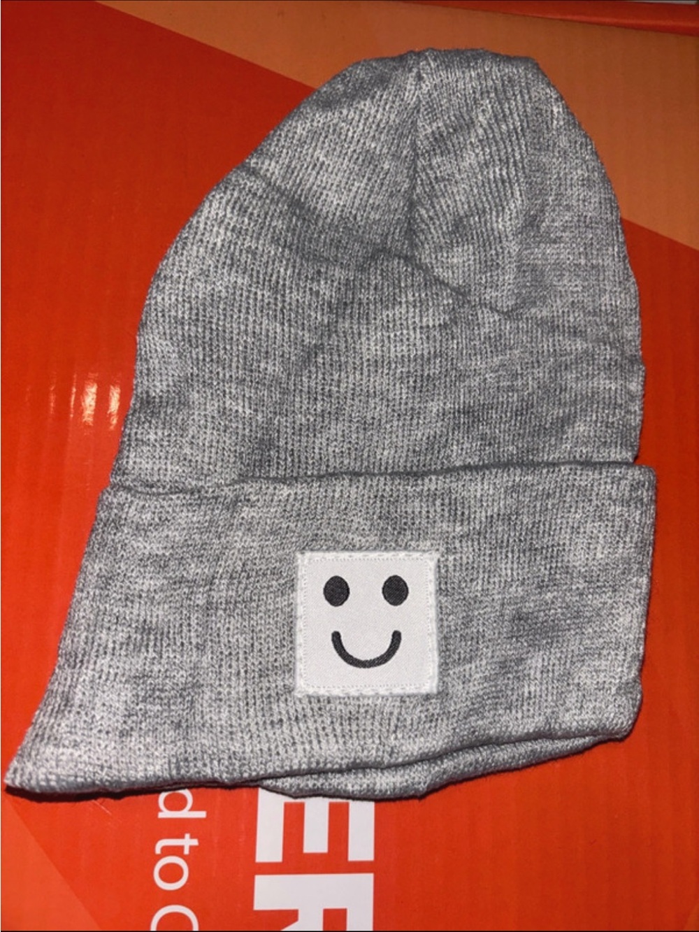 Kids Gray Smiley Beanie Hat